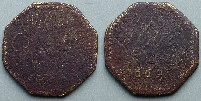 Cirencester, William Constable 1669 octagonal halfpenny